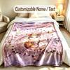 Cat Theme Soft Blanket Personalized Custom Name Text Print Warm Blanket Home Sofa Bedroom Decor