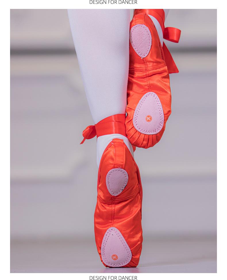 Rote Satin Ballett- & Gymnastikschuhe mit weicher Sohle für Erwachsene - Übergröße