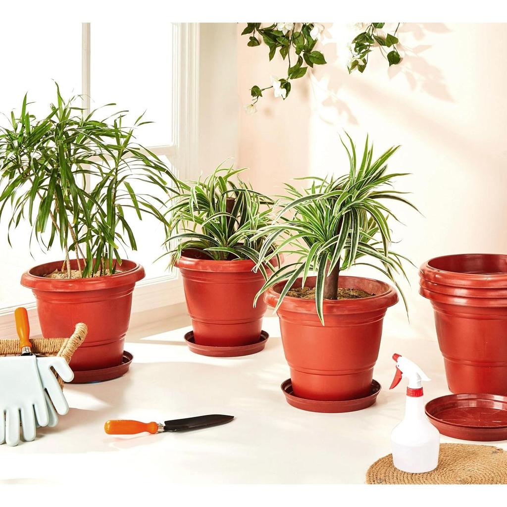 Round Pots for Plants with Bottom Tray | Modern Design | Indoor and Outdoor Flower Pot for Home/Office/Table/Garden/Balcony Decoration
