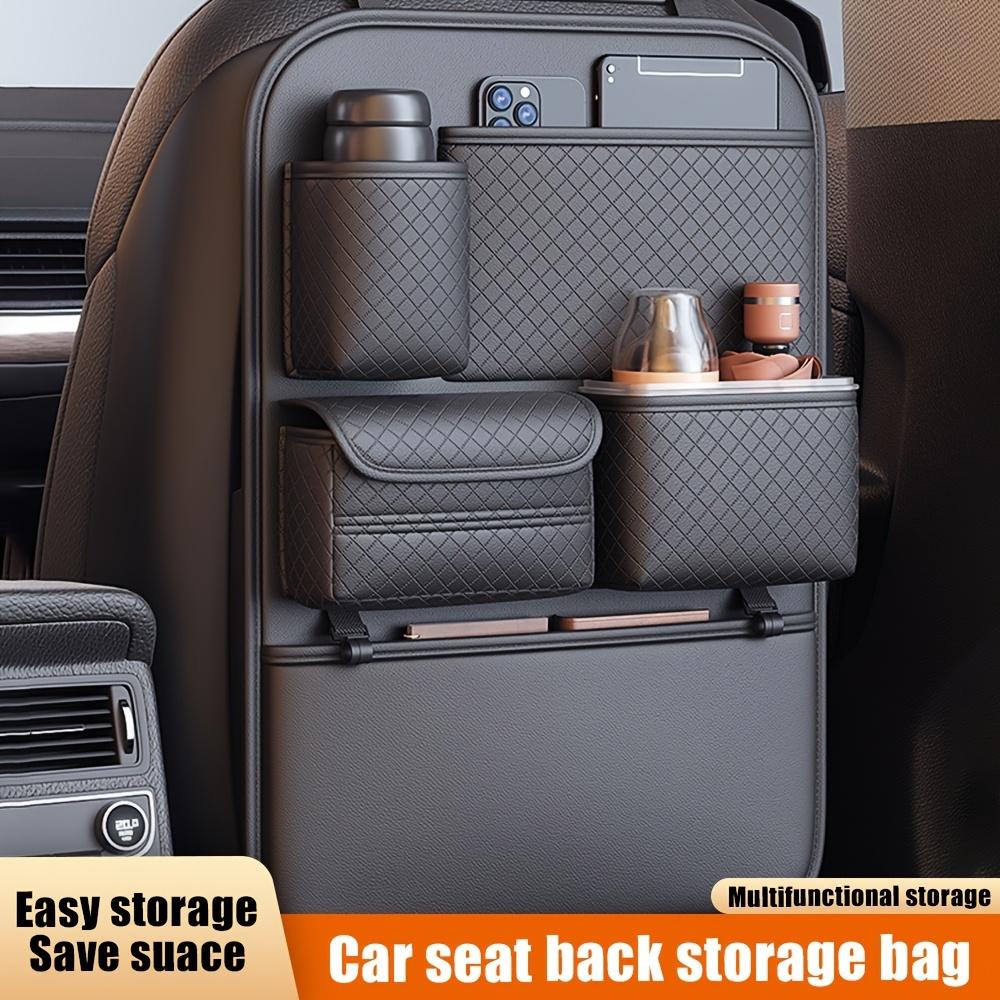 Multifunctional Car Seat Back Organizer, Faux Leather Hanging Bag, Anti-Kick Car Seat Back Pocket, Suitable for Car Accessories and GroceriesC