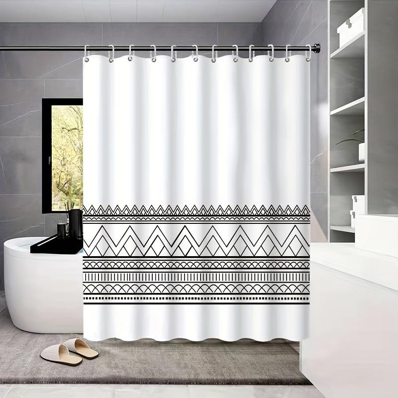 

Hd Digital Printed Shower Curtain Polyester Fabric Black And White Geometric Pattern Indoor Home Decoration W60H190(CM)-1 Pcs