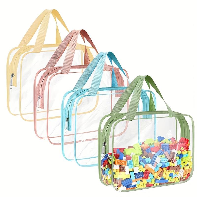 reusable clear PVC board game organization bag, zippered travel storage bag for blocks, puzzles, student books and backgammon