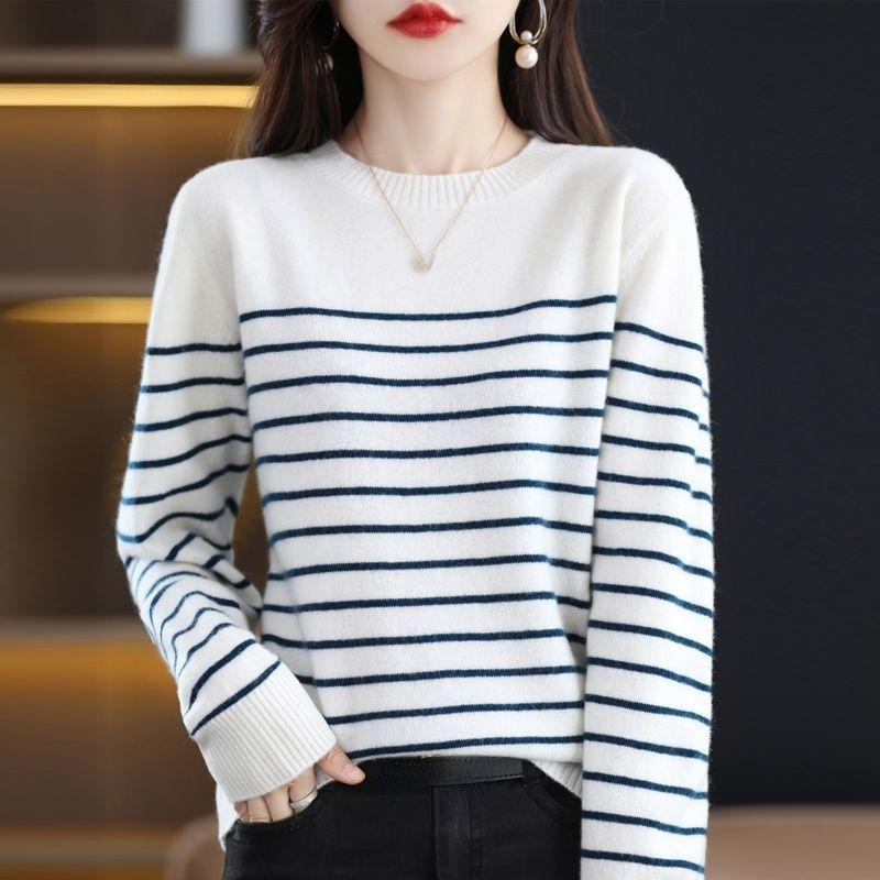 Autumn and Winter New Women's Warm O-neck Pullover Knitted Sweater Korean Fashion Long-sleeved Loose Thin Inner Top