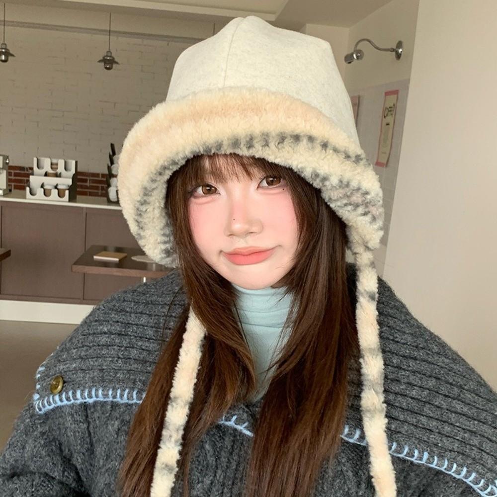 Keep warm Knitted Plush Hat Double-sided Women's Lei Feng Hat Fashion Trapper Hats  Daily Wear