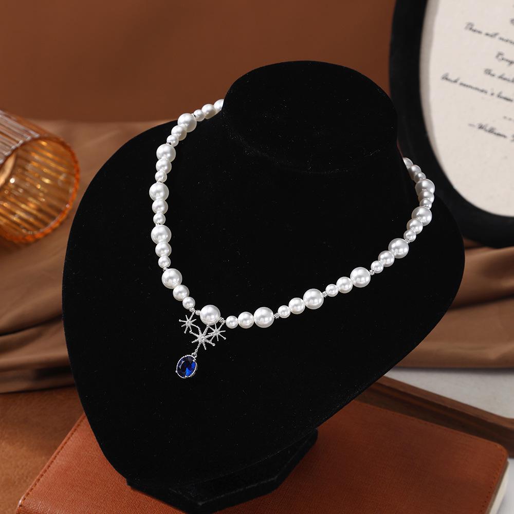 

Elegant Pearl Necklace & Eight-Pointed Star Bracelet Connector - Versatile Handmade Jewelry