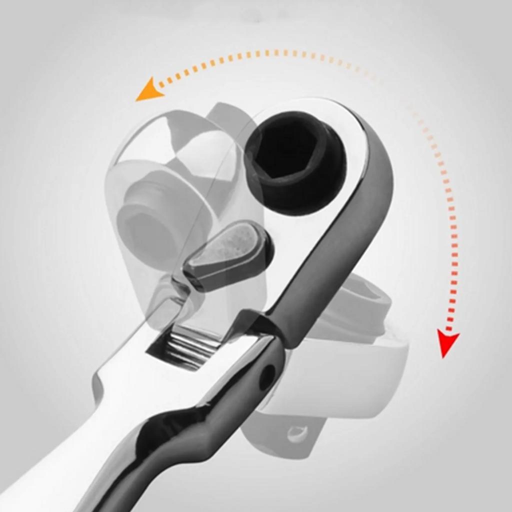 Movable Head Ratchet Wrench 2 In 1 72 Teeth 1/4 Inch Ratchet Wrench Socket Spanner