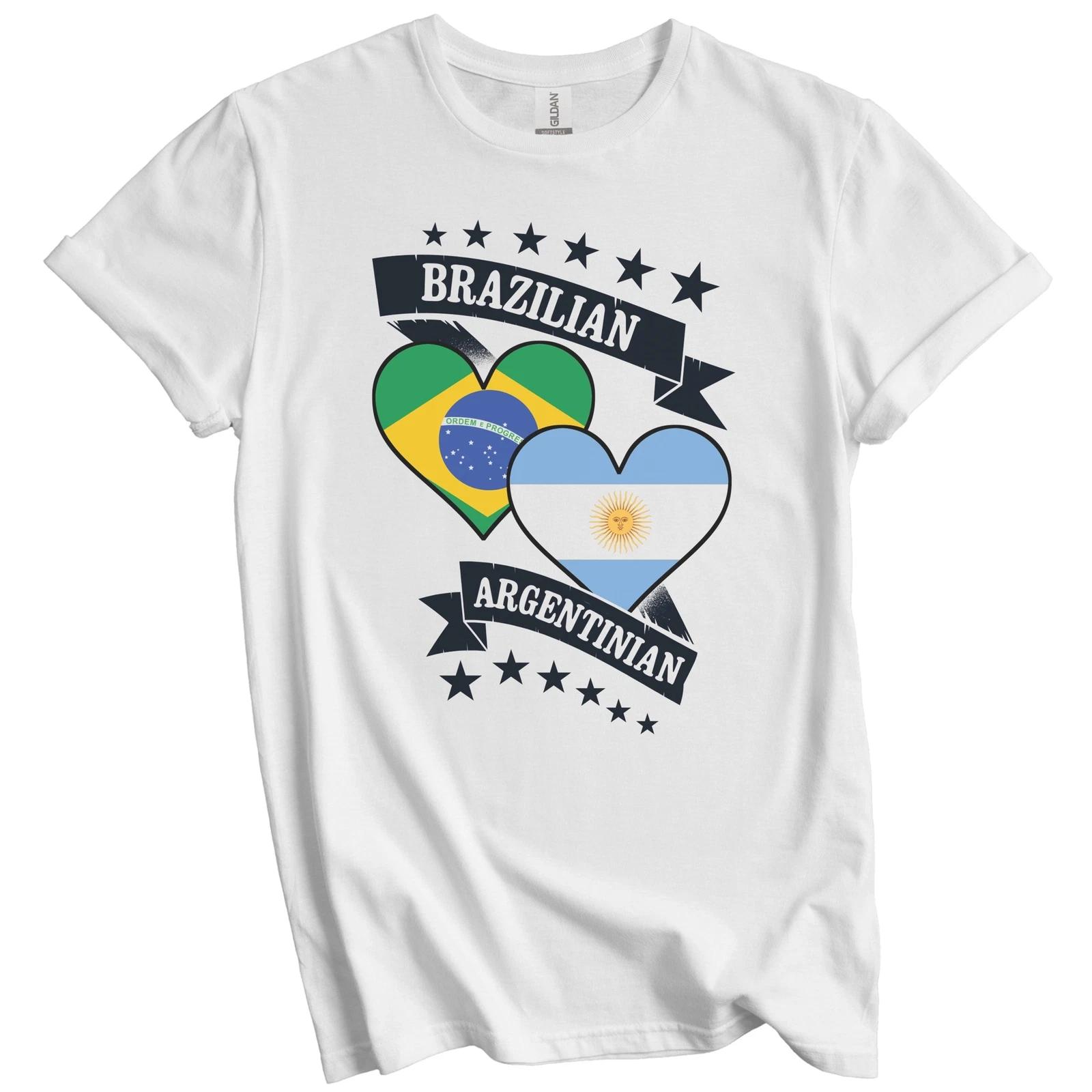 Brazilian Argentinian Heart Flags Brazil Argentina T-Shirt S
