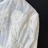 Semi-Transparent Lace Embroidered Women's Round Neck Blouse