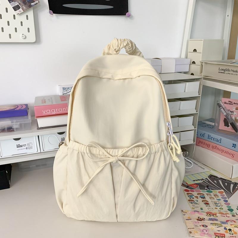 Simple schoolbag treasure girl casual bow backpack versatile primary and secondary school students high value backpack
