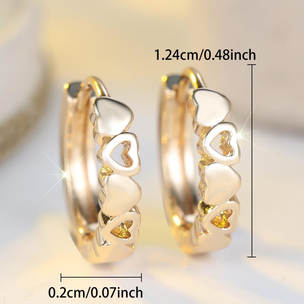 Minimalist Luxury Gold Color Heart-shaped Hoop Earrings for Women Vintage Small Circle Earrings Jewelry Gifts