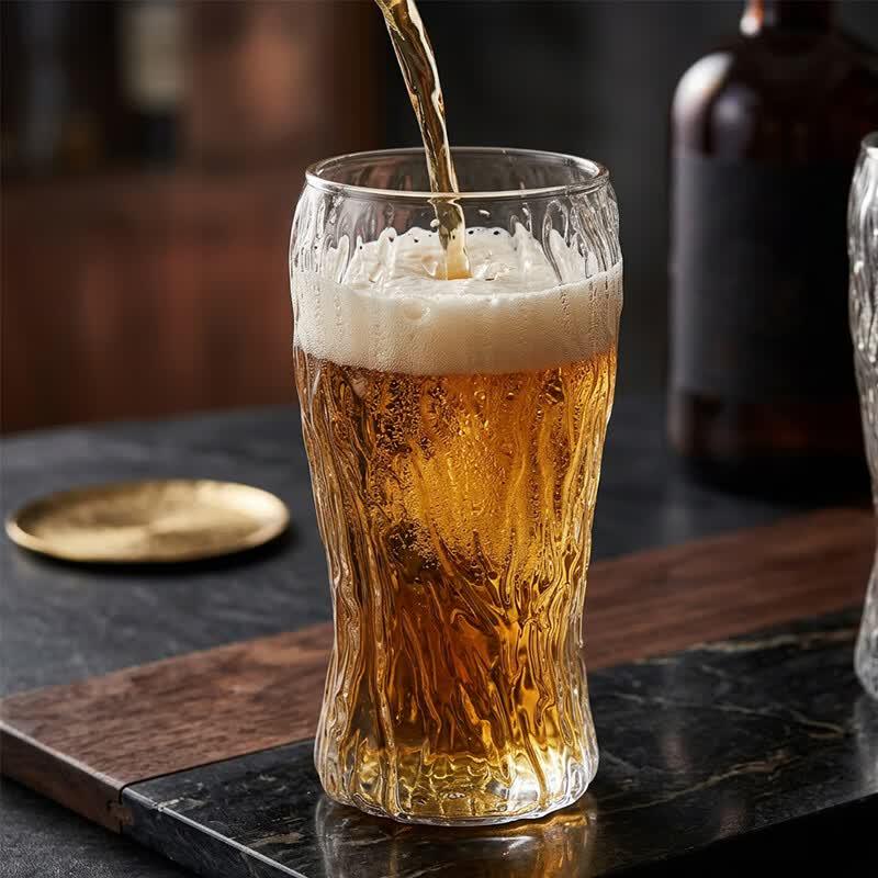Hongzhu Tree Bark Texture Beer & Beverage Glasses, 4-Pack