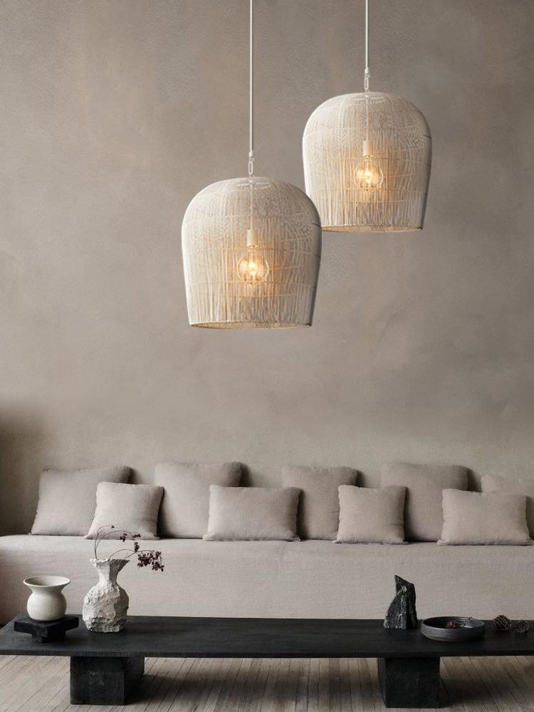 Japanese-style Handmade Rattan Led Pendant Lights Lustre Dining Room Bar Bedroom Bedside Hanging Light Fixture