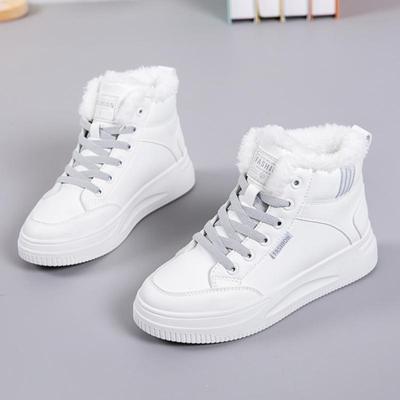 Fleece and Thickened Women's Casual Thick-soled Anti-slip Board Shoes, High-top Cotton Shoes