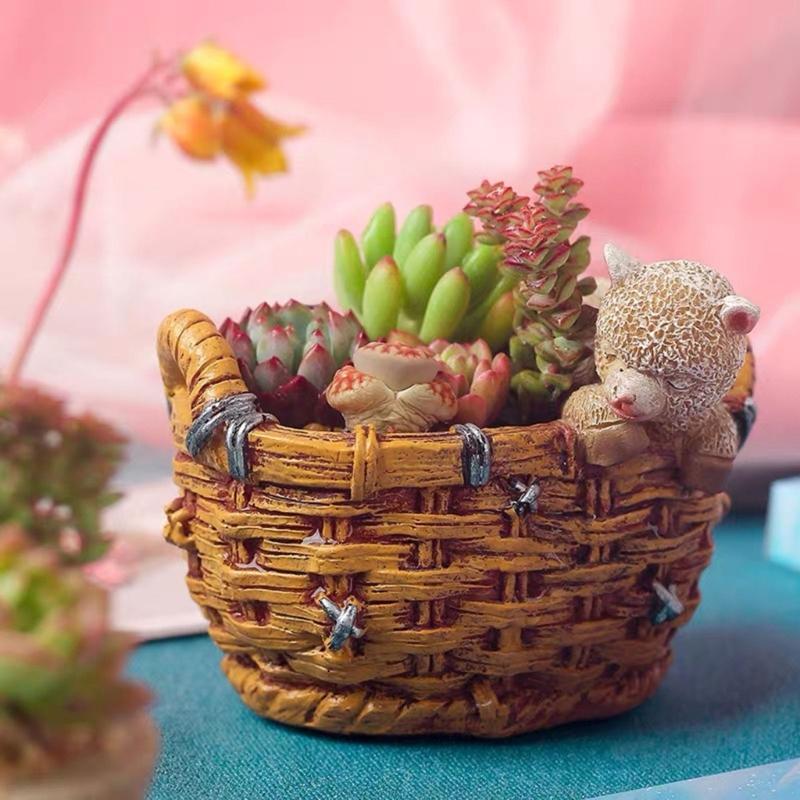 Durable Silicone Mold Alpacas Shape Basket Flower Pots Epoxy Molds Succulent Planter Pots Casting Mould Home Decorations