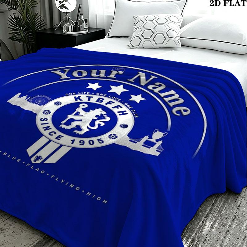 1PC Chelsea F Custom Name Patterned Flannel Blanket Suitable For All Seasons for Home Decor Warmth and Comfort Gifts Holiday Present