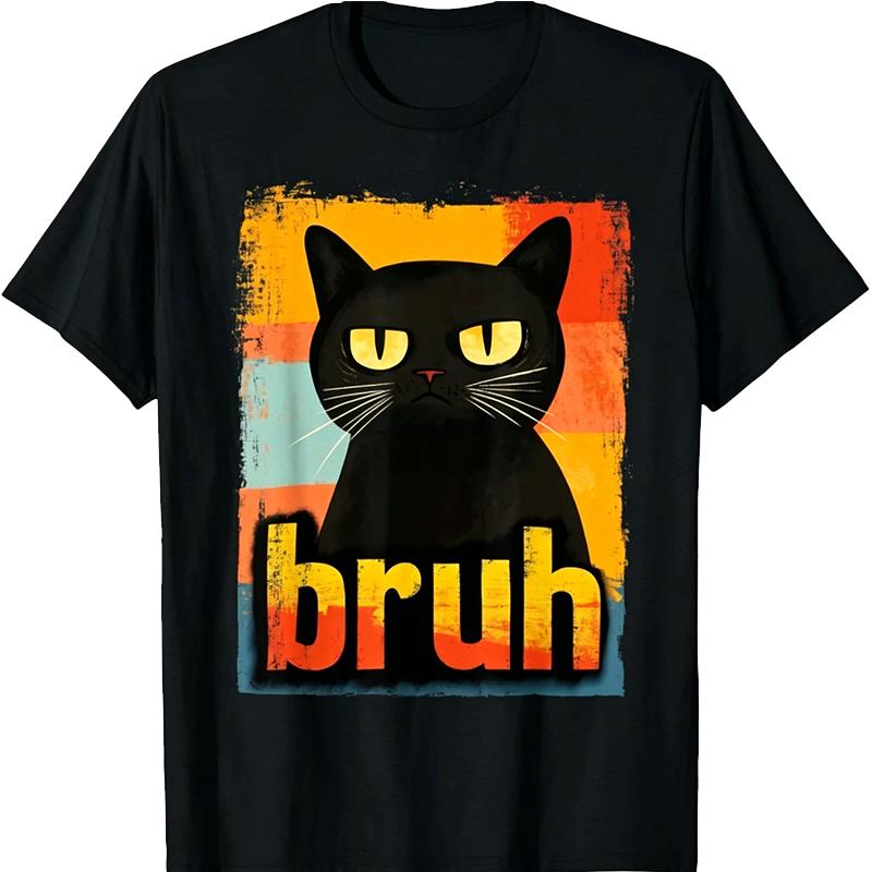 Funny Cat Bruh for Teens Boys Girls Men Women Meme Graphic T-Shirt Breathable and Comfortable Couple Camiseta Hombre