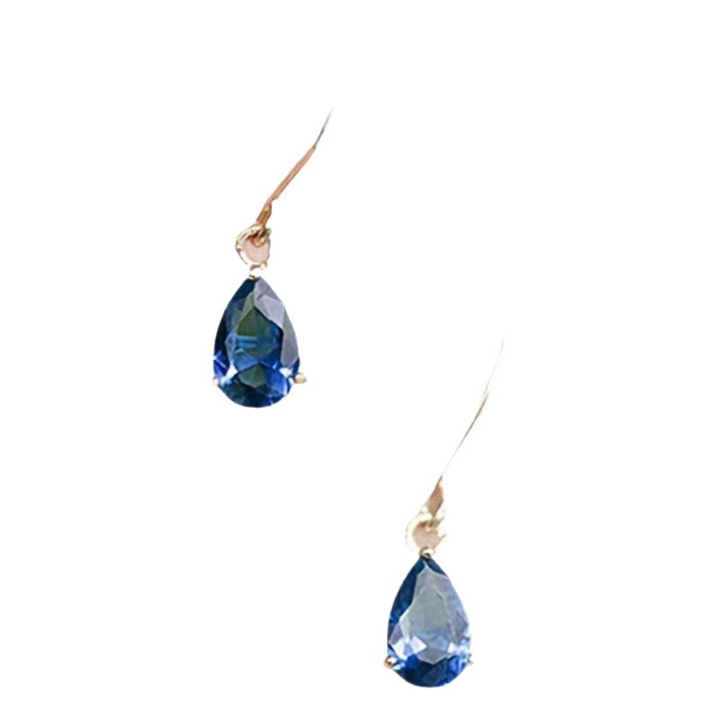 14K Gold-plated Emerald Zircon Water Drop Ear Hooks Retro Style Original Handmade Earrings Elegant Style Light Luxury