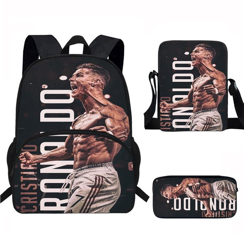 Set Zaino Scolastico CR7 per Bambini Tessuto Oxford Borsa a Doppio Scomparto con Tasca Frontale Astuccio Tracolla Ergonomico Dorsale