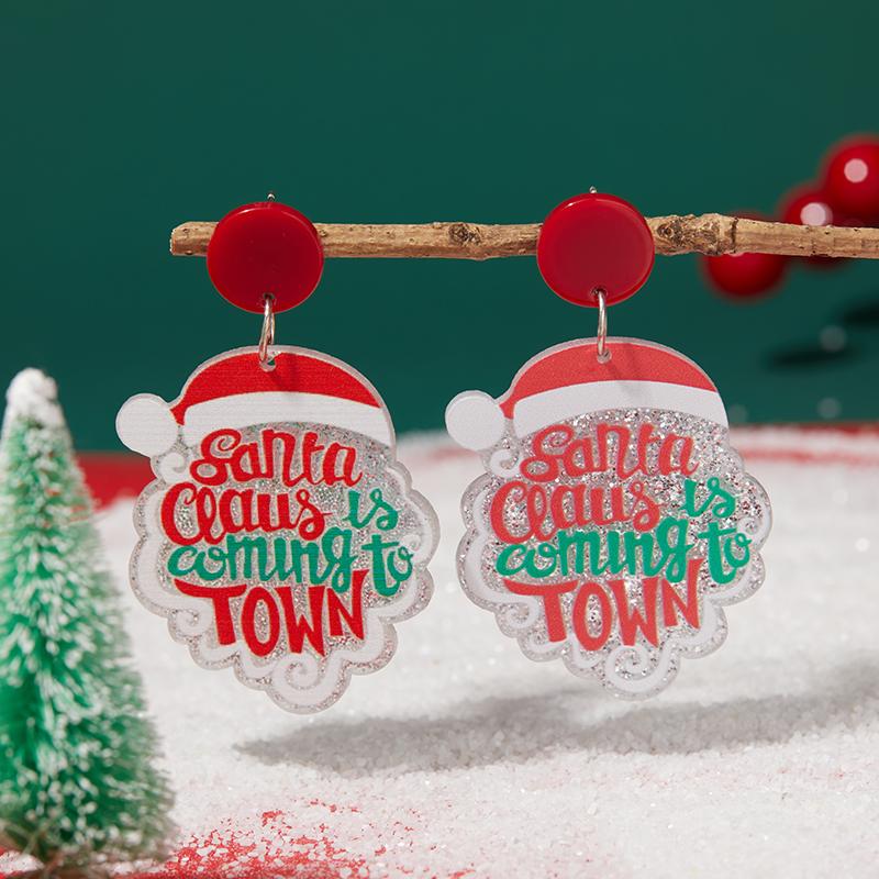 Christmas Series Popular Funny Red Cap Cute Sweater Snowman Pants Drop Earrings for Women unique design Jewelry Present