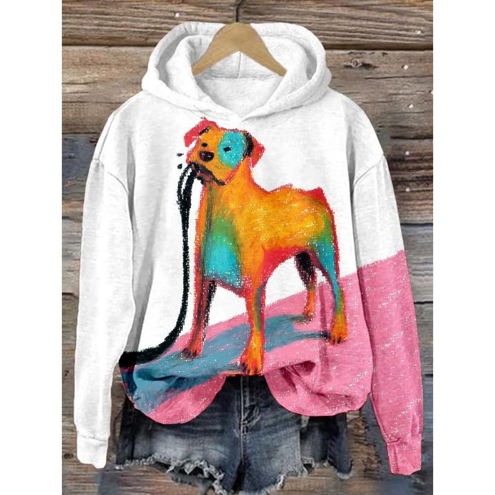 2024 New Women's Hoodie Colour Animal 3d Harajuku Printing Round Neck Tops Sweatshirt Spring/Autumn Fashions Clothing Casual