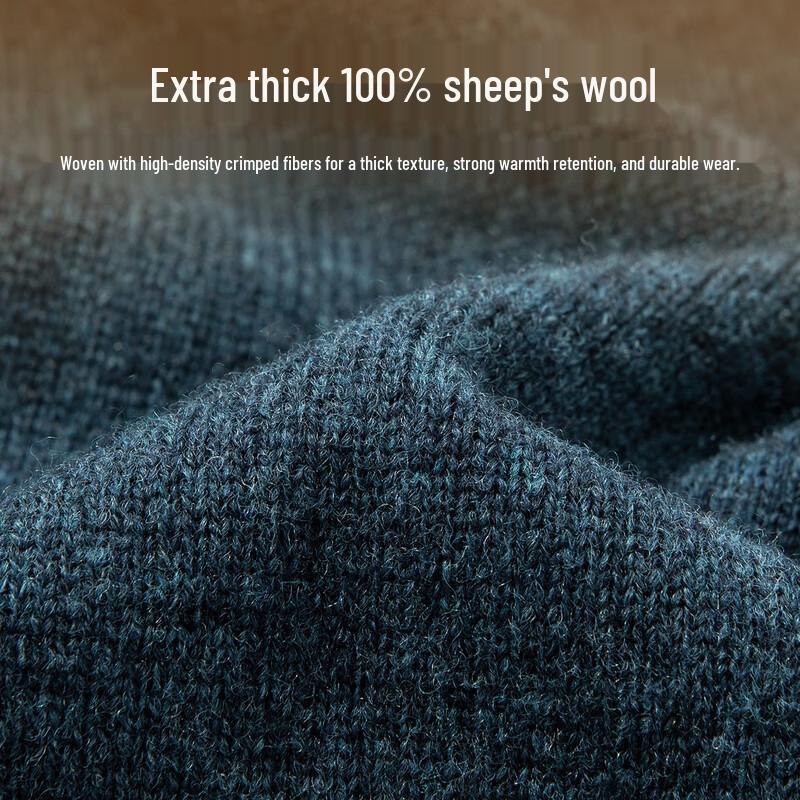 Futing Men's 100% Sheep Wool Warm Crew Neck Sweater