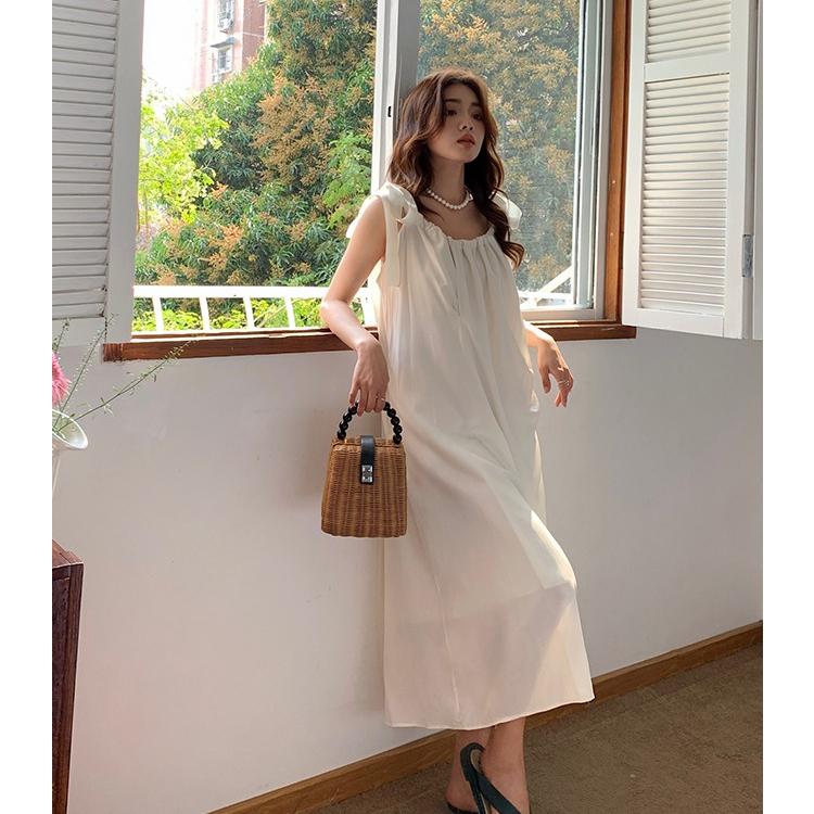 Dámské letní sladké bílé midi šaty podvazkové šaty sváteční letní šaty