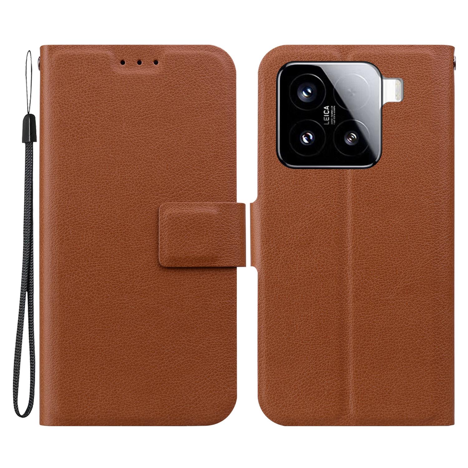 

For Xiaomi 15 Case Ultra-Thin PU Leather+TPU Phone Cover with Card Slot Brown