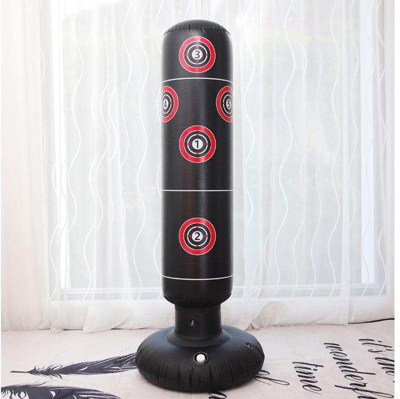 Inflatable Black Boxing Punching Bag - Adult Fitness & Stress Relief Tumbler 160cm x 30cm