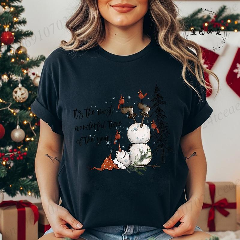 Women's Shirt It’s The Most Wonderful Time of The Year T Shirts Gingerbread Christmas Tee Festive Holiday Shirt Cookie Lover Top