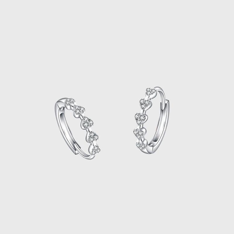 Love Ear Buckle Women's Simple Zircon Heart-shaped Earrings Temperament Ins Cold Wind Loop Earrings