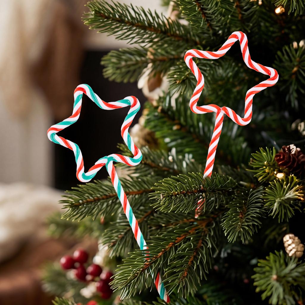 Christmas Decoration Supplies Creative Candy Cane Pendant Red And Green Lollipop Pendant Pentacle Christmas Tree Cuttings