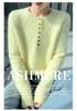 Lekasha 100% Cashmere Mink Velvet Seven-Button Cable Knit Sweater