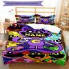 3pcs Custom Name Smiling Critters Bedding Set Duvet Cover Closure Includes 1 Duvet Cover & 2 Pillowcases, Soft and Comfortable for All Seasons.