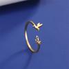 My Shape Bird Leaves Rings for Women Girls Teen Stainless Steel Peace Dove Olive Leaf  Adjustable Open Finger Rings Jewelry Gift