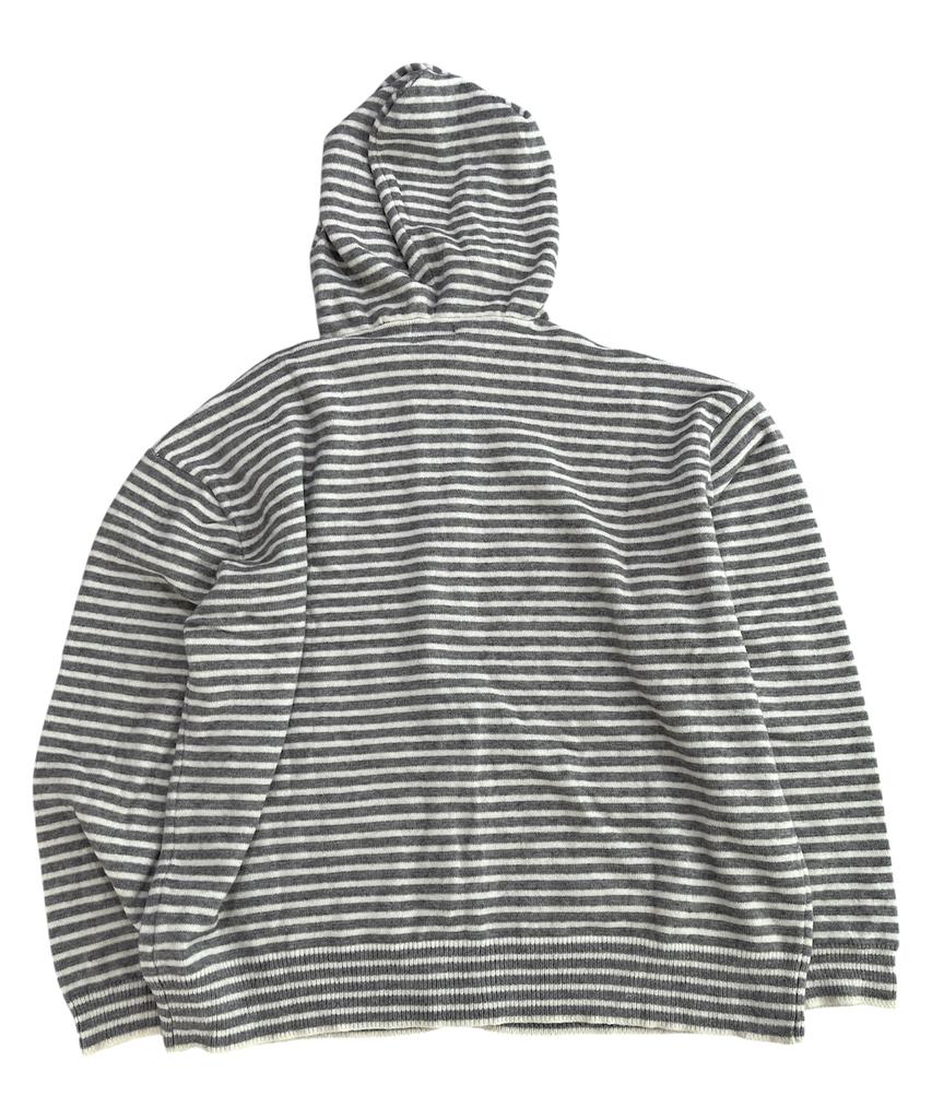 SK8ER ROCK Double Stars Stripe Knit Hood Zip-Up ((Gray))