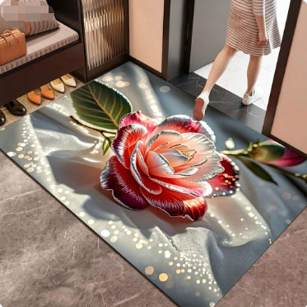 Non-slip Flower Carpet Soft Blanket Elegant Bathroom Floor Mat Home Decoration