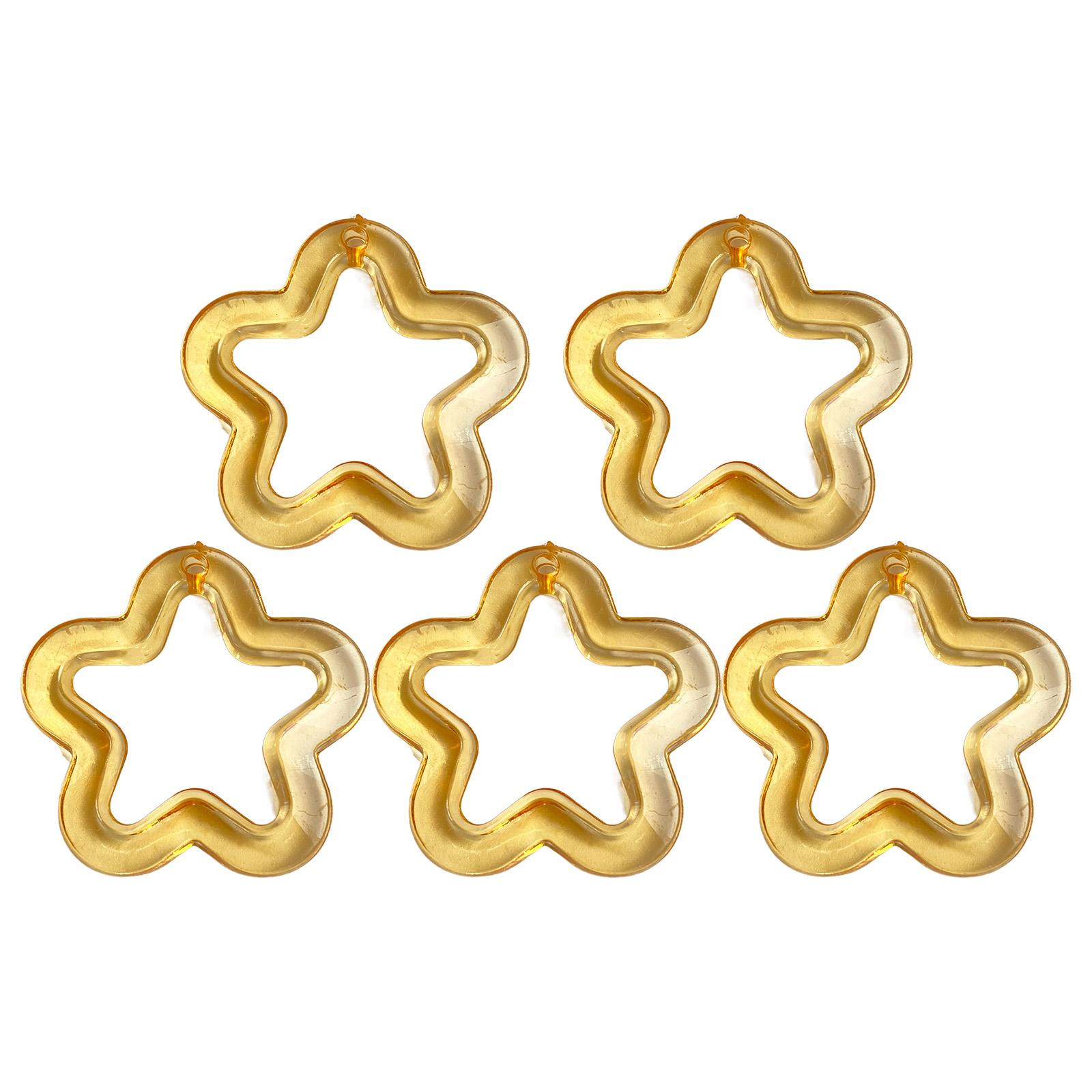 

5pcs Acrylic Flower Pendant with Hole Hollow Star Floral Charm Jewelry DIY Supply for Necklace Bracelets Earring Jewelry оранжевый