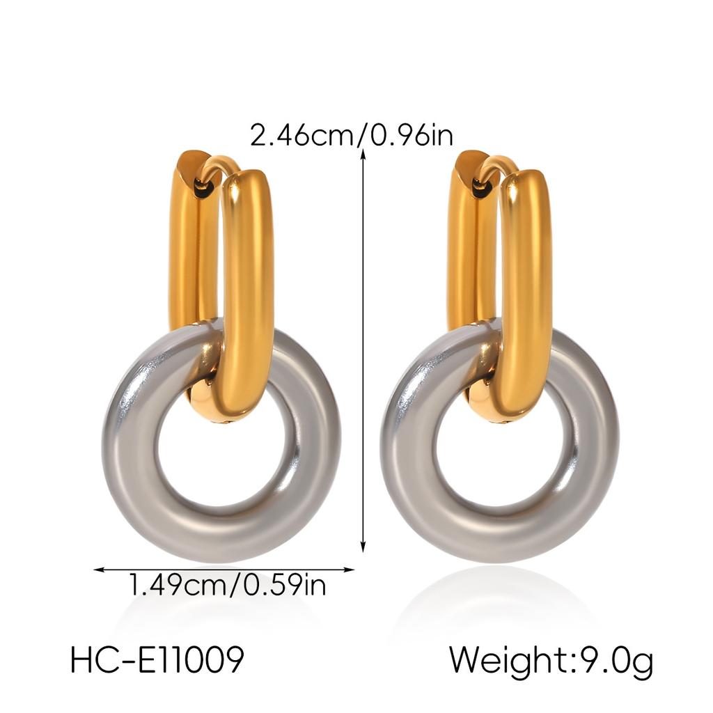 Light luxury high-end ear buckles, non-fading stainless steel earrings, color-block stud earrings for women