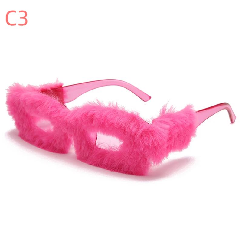 Soft Plush Sunglasses Women For Men Trend Fur Velvet Sun Glasses Female Personality Party Glasses  Accessories