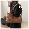 Retro Style Faux Leather Tote Bag for Women Large Capacity Shoulder Handbag