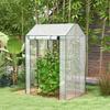 Garden Greenhouse, 2 Compartments, 2 Roll-Up Doors, 1 x 0.8 x 1.5 m, Steel and PE