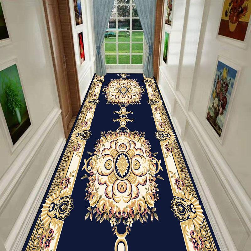 National Floral Living Room Area Rug European Corridor Hallway Carpet Bedroom Kitchen Floor Rug Anti-Skid Mat Entrance Doormat