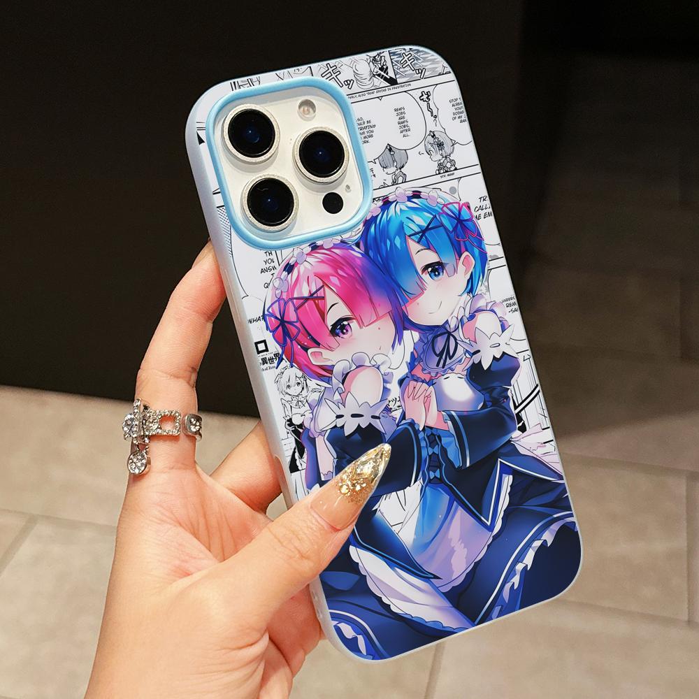 ReZero Rem Ram Jelly Double layer Light Blue Mobile Phone Case for iPhone 17 16 15 14 13 12 11 Air Pro Max Plus Protective
