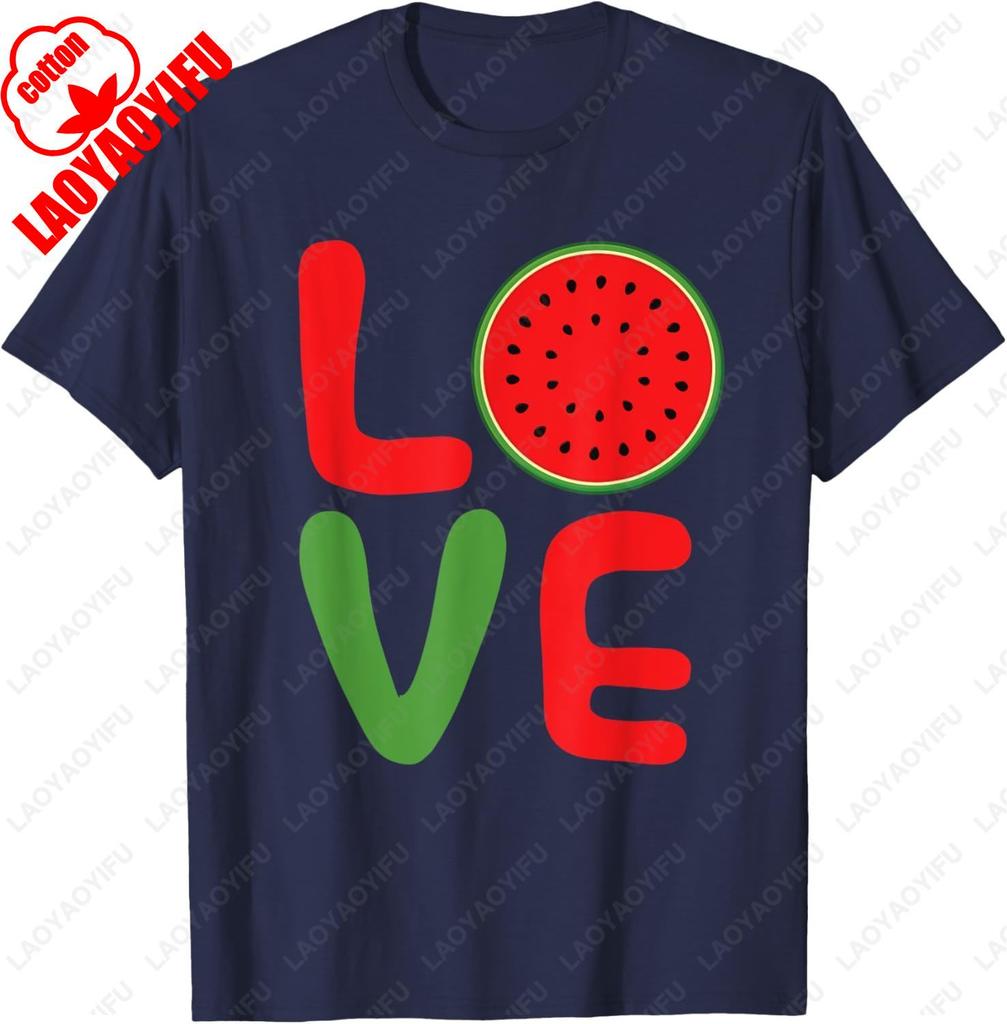 Water Melon Summer Vacation Love Watermelon TShirt Letter Print Tshirt Unisex Summer Cotton Casual Breathable Nostalgia Camisetas