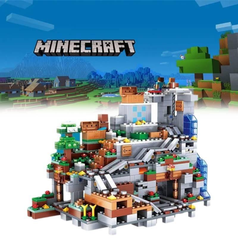 Mattoncini in Plastica ABS Modello Villaggio di Montagna Il Mio Mondo Puzzle per Bambini Assemblaggio Giocattolo per Ragazzo