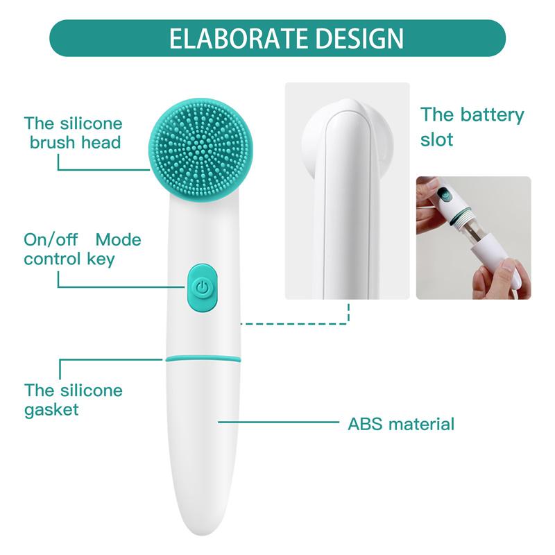 Electric Silicone Face Cleansing Brush Waterproof 2 In 1 Double Head, Sonic Vibration Facial Pore Cleaner Skincare Beauty Tool