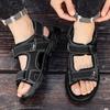 Sommer sandaler for menn PU-skinn Lett åpen tå flat herre fritidssko Outdoor walking sandaler for menn Strandsko str. 39-46
