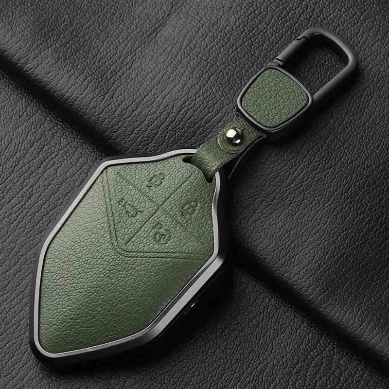Metal And Leather Car Key Case Cover For Changan Deepal S7 Sl03    Car Key Case Protect Fob