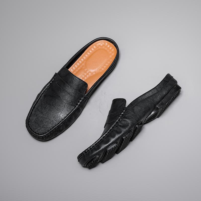

Fashion Daily Muller Shoes Men PU Solid Color Low Heel Comfortable Non Slip Classic Men Loafers for Business Leisure 44 чёрный