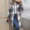 Women's Fashion Casual Long Sleeve Plaid Button With Pocket Jacket